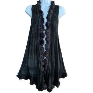 Hand-Dyed Y2K Grunge Rosette Sleeveless Layering Tunic L
